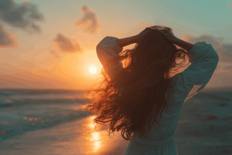 Woman running her hands through thick hair, the goal of hair restoration in Dayton, Ohio